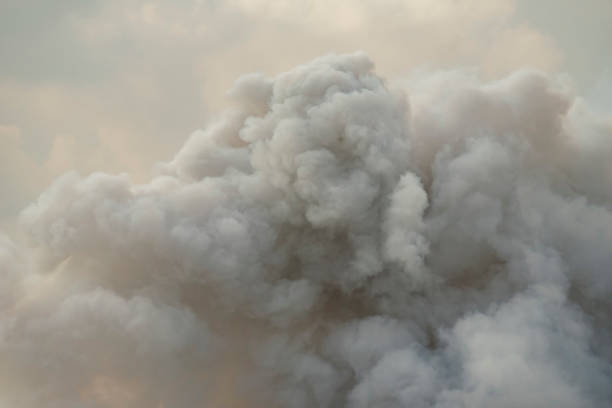 humo blanco denso - wildfire smoke fotografías e imágenes de stock