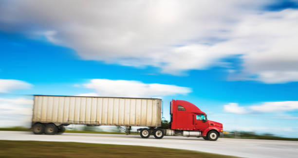 istock Semi-truck on the highway 914131204