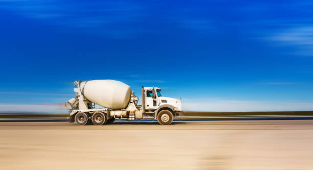 Concrete mix truck on the highway