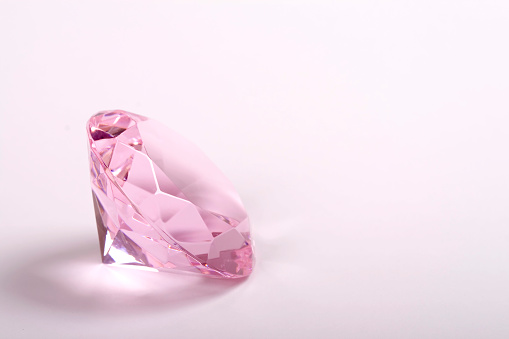 Closeup rare color rough uncut pink diamond crystal