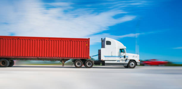 istock Semi-truck on the highway 914140216