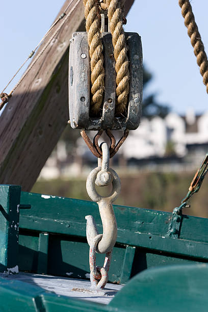 Pully and Hook on Boat stock photo