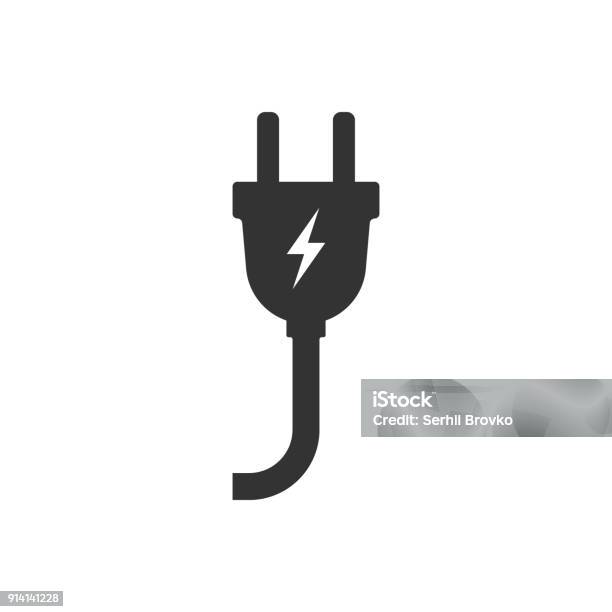 Electric Plug Icon Vector Illustration Stock Illustration - Download Image Now - Electric Plug, Icon Symbol, Network Connection Plug