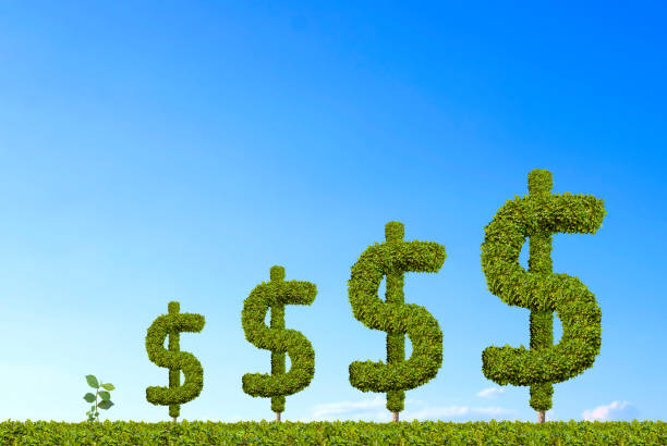 istock Dollar signs are increasing with blue sky background. 914145326