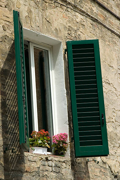 Green Shutters of Siena, Italy stock photo