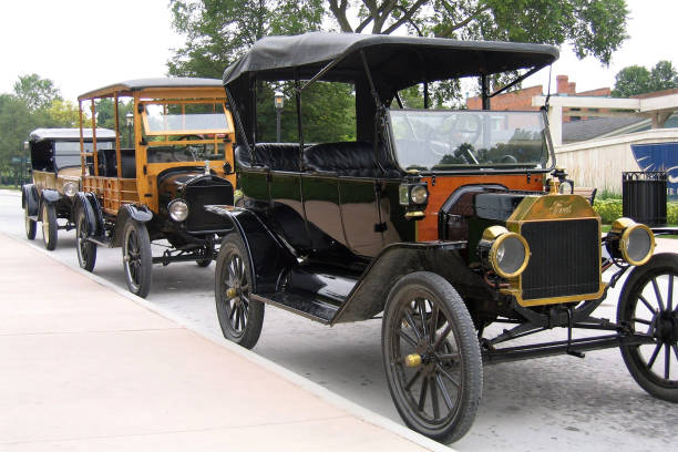 Model T automobiles stock photo