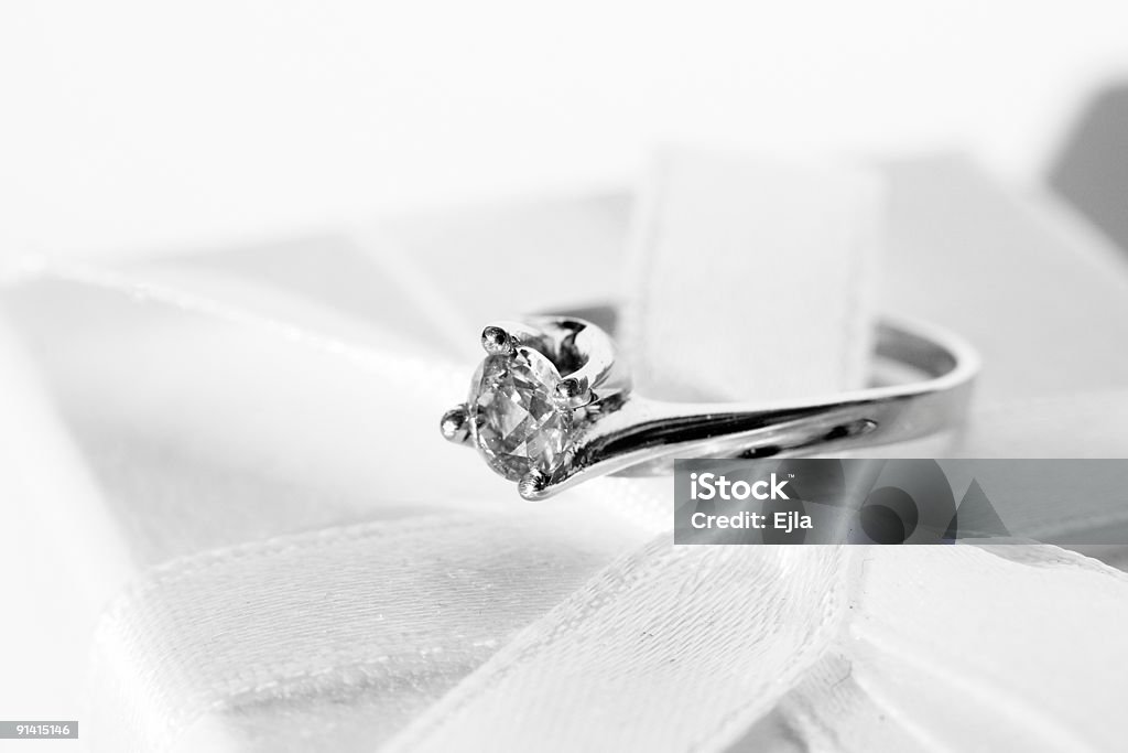 Engagement ring Engagement ring on a white box Jewelry Stock Photo