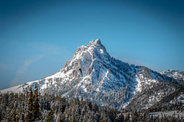 ยอดเขารอสส์ในช่วงบ่ายฤดูหนาวที่มีแดดจัด - bridger mountains ภาพสต็อก ภาพถ่ายและรูปภาพปลอดค่าลิขสิทธิ์