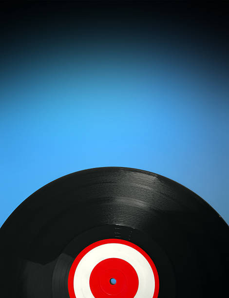 istock Colorful retro vinyl record with blue background. 91416112