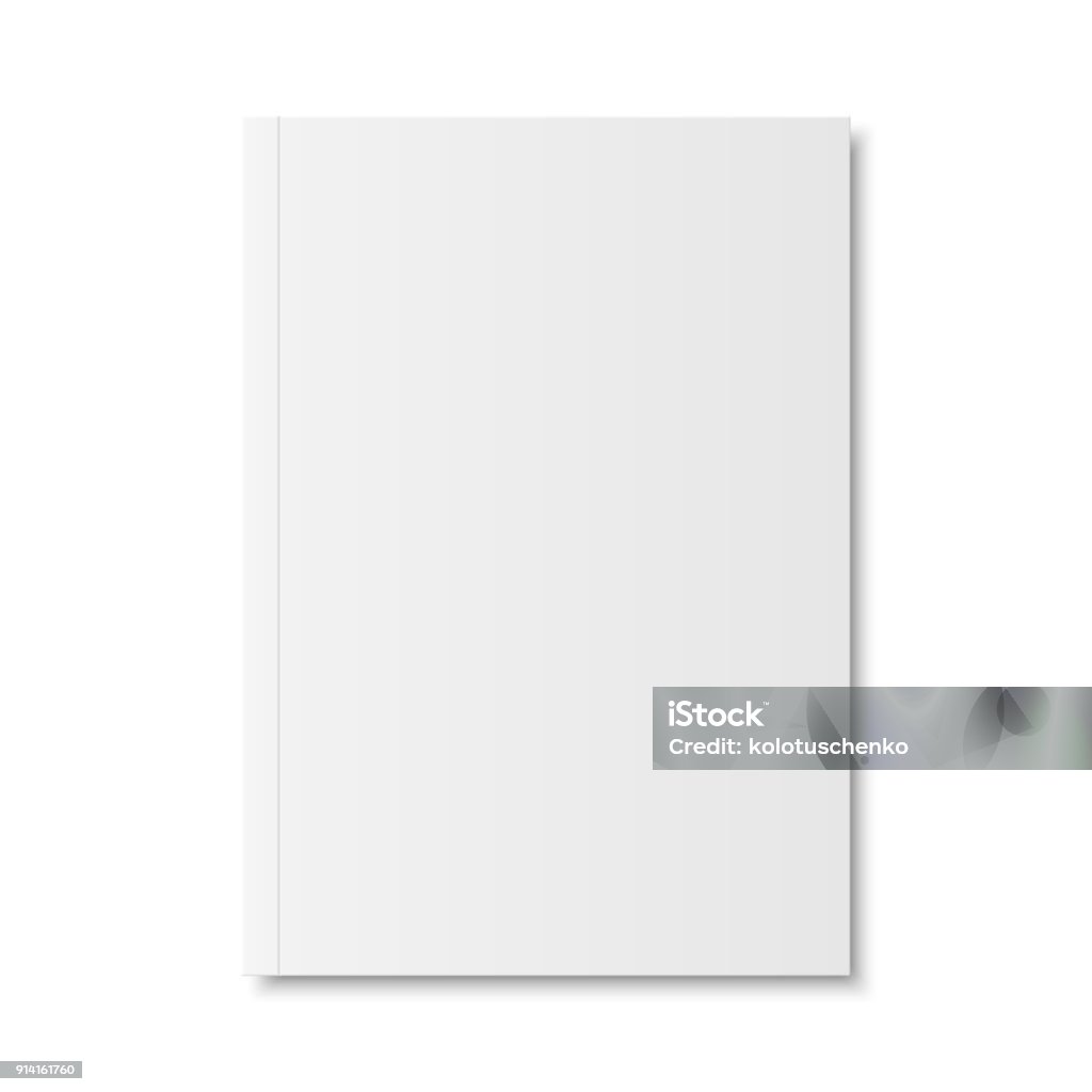 Vector mock up of book or magazine Vector mock up of book or magazine white blank cover isolated. Closed vertical magazine, brochure, booklet, copybook or notebook template on white background. 3d illustration. Template stock vector