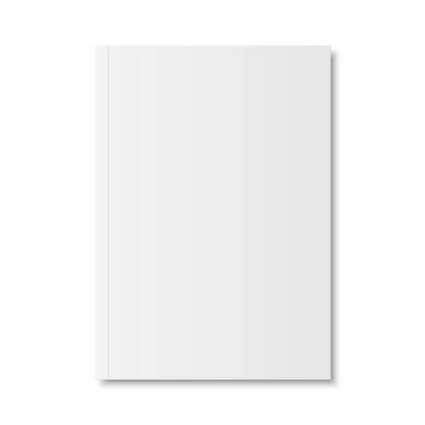 Vector mock up of book or magazine Vector mock up of book or magazine white blank cover isolated. Closed vertical magazine, brochure, booklet, copybook or notebook template on white background. 3d illustration. magazine templates stock illustrations