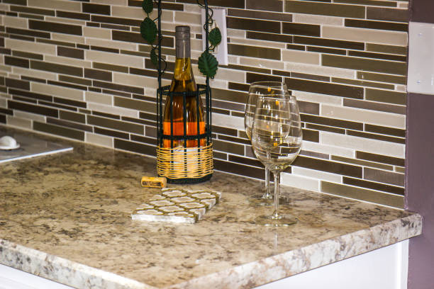 istock Wine Bottle And Glasses On Modern Kitchen Counter 914161802