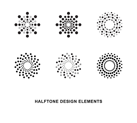 Abstract circular halftone dots forms. Vector illustration.