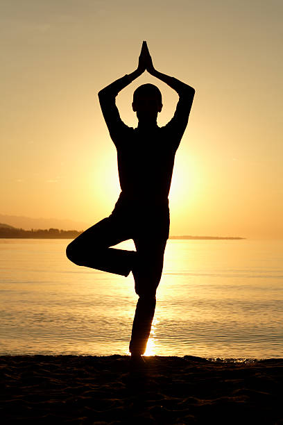 istock yoga on the sunrise 91416560