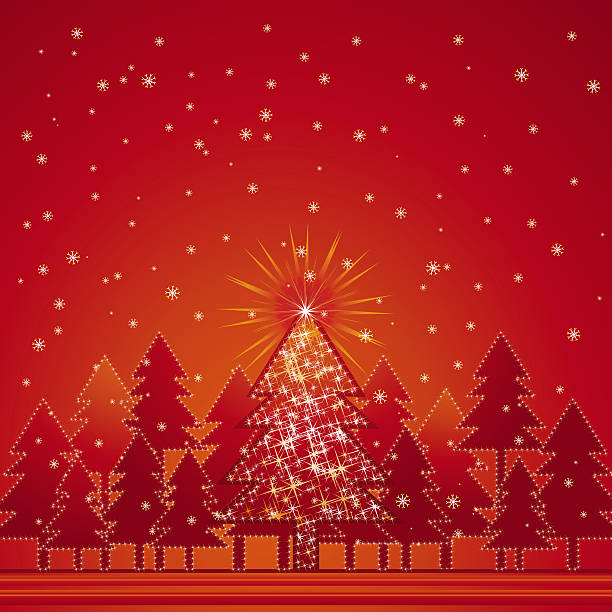 ilustrações, clipart, desenhos animados e ícones de floresta de natal, vetor - christmas tree paint equipment work tool