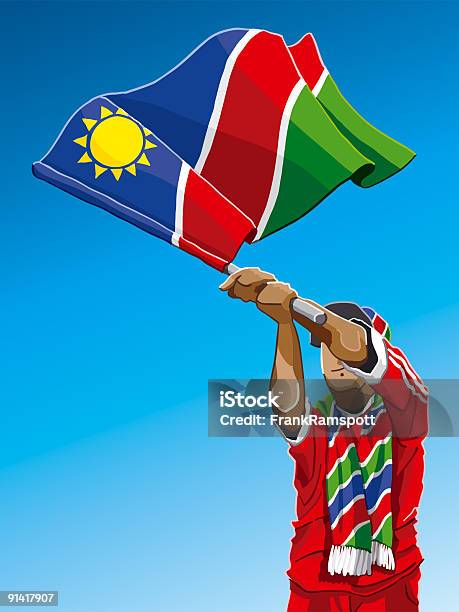 Namíbia Acenando A Bandeira Fã De Futebol - Arte vetorial de stock e mais imagens de Acenar - Acenar, Adulto, Audiência