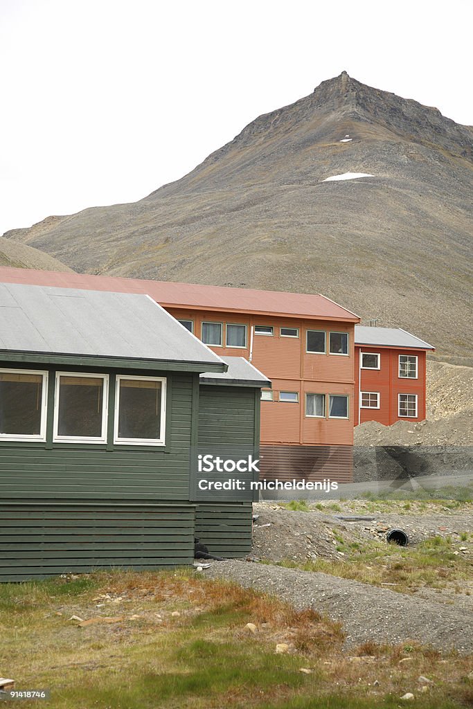 Holzhäuser in Longyearbyen Insel Spitzbergen - Lizenzfrei Architektur Stock-Foto