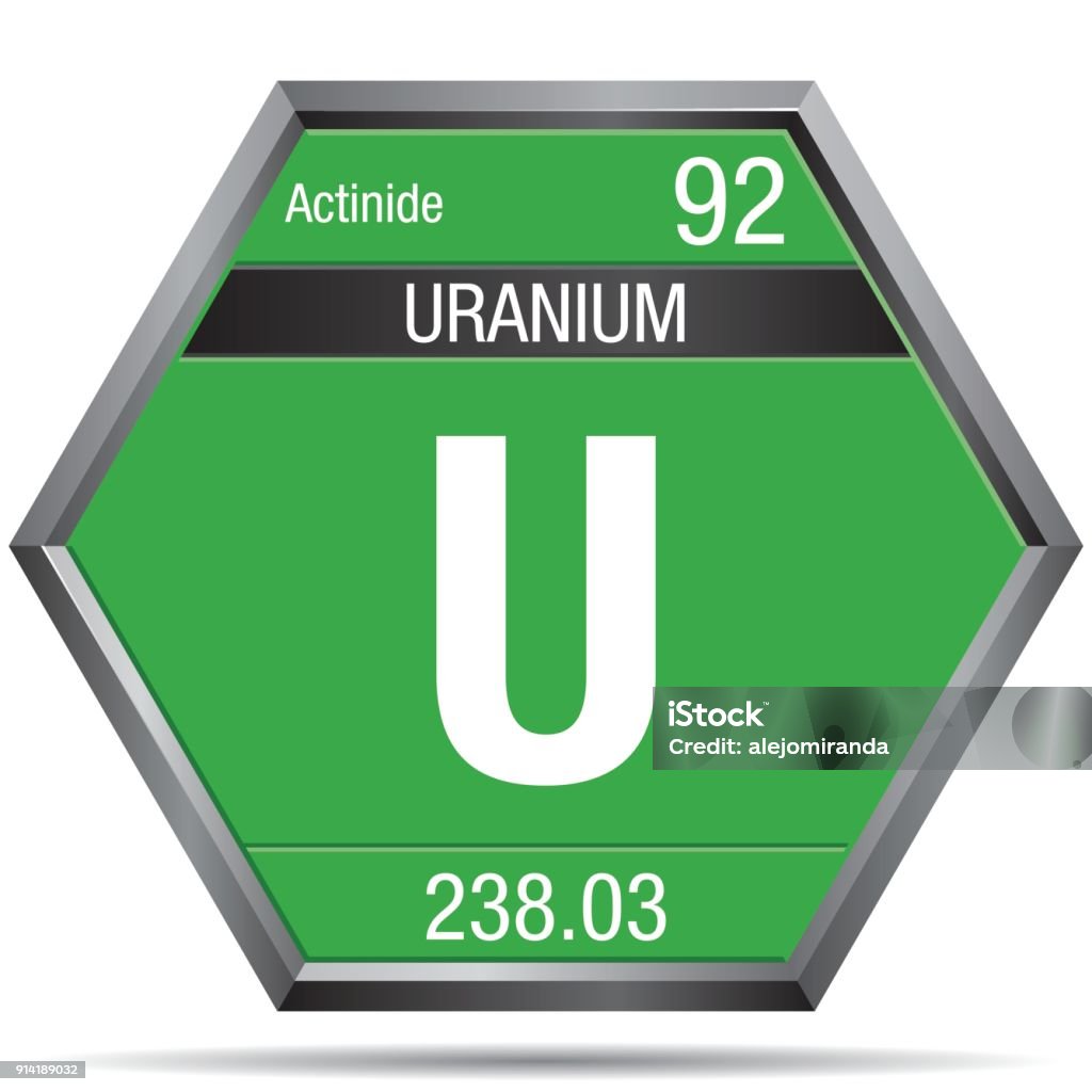 Elemento 92 Ilustración de Símbolo De Uranio En Forma De Un Hexágono Con Un Marco ...