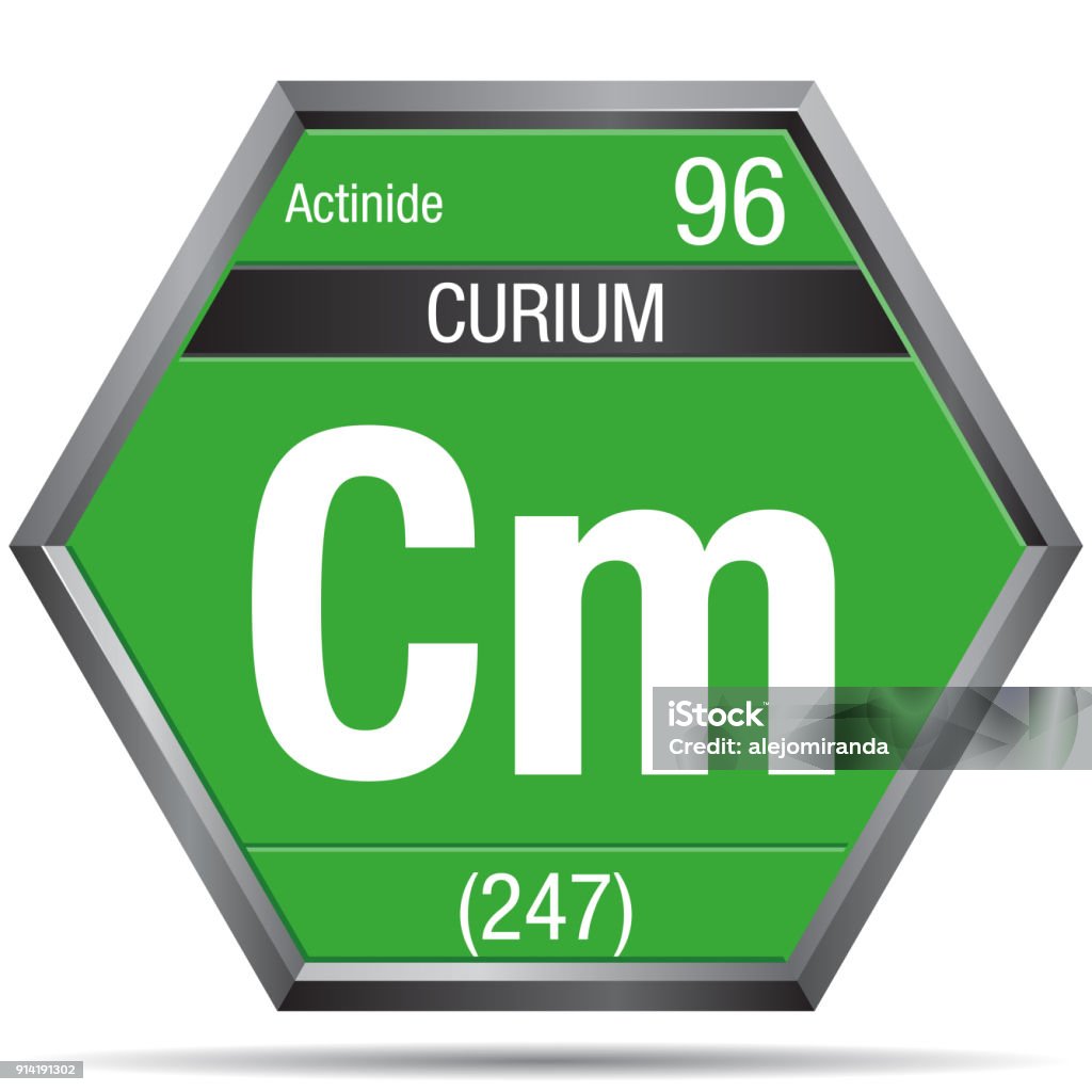 Element 96 Curium Symbol In The Form Of A Hexagon With A Metallic Frame Element ...