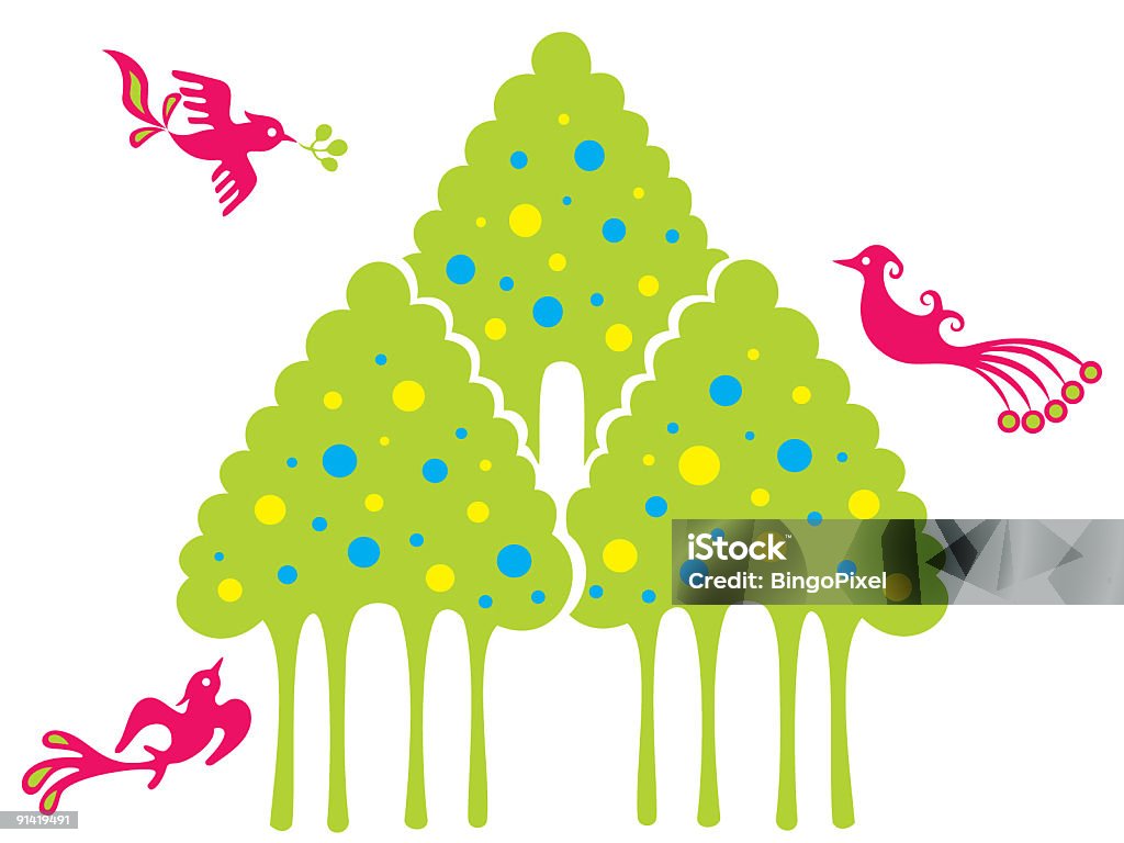 Albero magico & uccelli - Illustrazione stock royalty-free di Albero