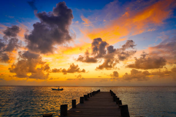 istock Riviera Maya pier sunrise in Caribbean Mayan 914202664