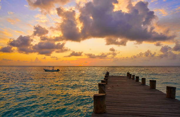 istock Riviera Maya pier sunrise in Caribbean Mayan 914202880