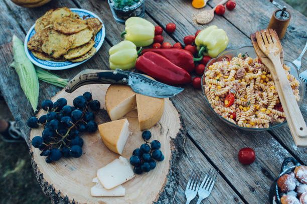 istock Various food on the old wooden table 914221028