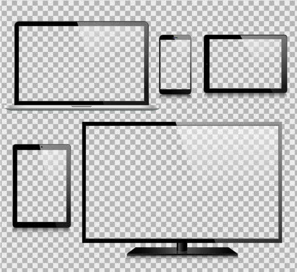 Tablet, Mobile Phone, Laptop, TV and Monitor vector art illustration