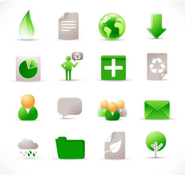 ecology icons 1 vector art illustration