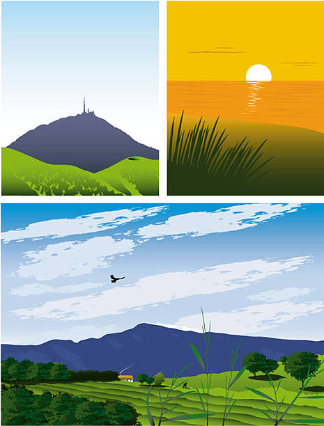 französische regionen - dormant volcano illustrations stock-grafiken, -clipart, -cartoons und -symbole