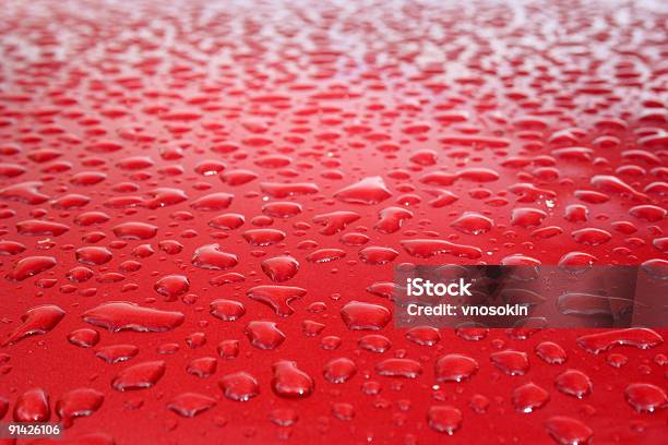 Water Drops On Red Stock Photo - Download Image Now - Abstract, Backgrounds, Bubble