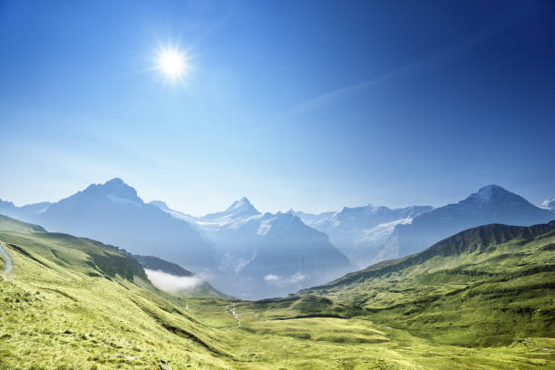 mountains landscape, Grindelwald First, Switzerland Grindelwald valley from the top of First mountain, Switzerland grindelwald photos stock pictures, royalty-free photos & images