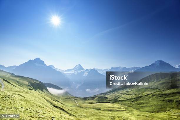 Mountains Landscape Grindelwald First Switzerland Stock Photo - Download Image Now