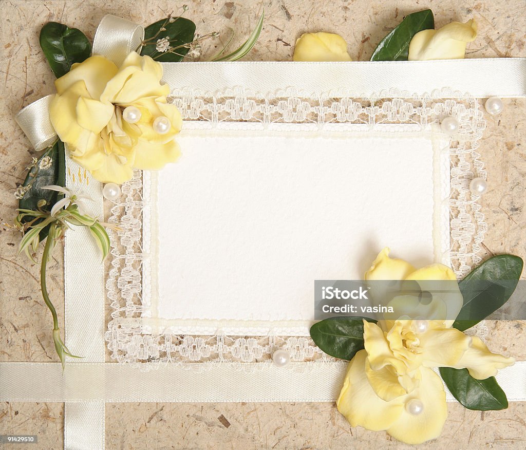 Carta vuota con fiori design - Foto stock royalty-free di Antico - Vecchio stile