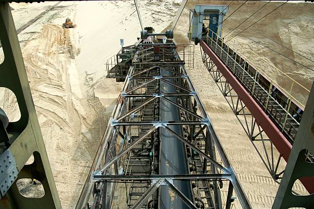 Sand mining and bucket wheel stock photo