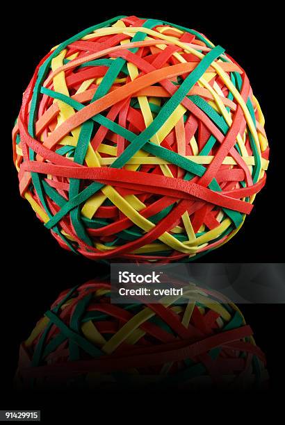 Rubber Bands Stock Photo - Download Image Now - Rubber Band, Sphere, Black Background