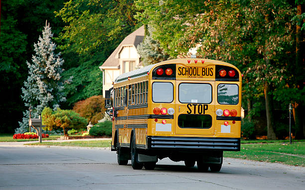 istock School Bus in Neighborhood 91430373