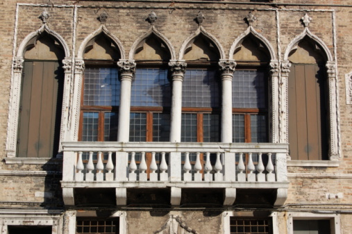 typical windows and balcony in Venice, Italy