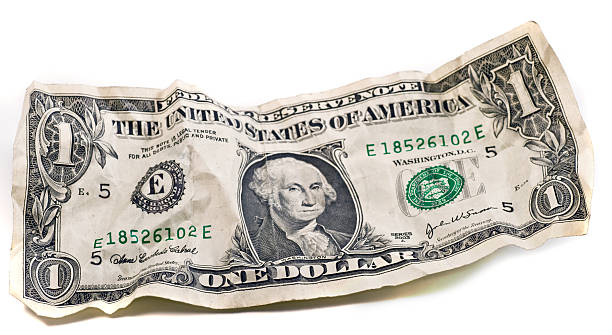 Crumpled dollar  american one dollar bill stock pictures, royalty-free photos & images