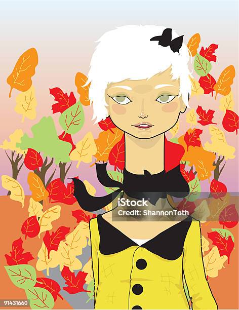 Outono Menina - Arte vetorial de stock e mais imagens de Adulto - Adulto, Amarelo, Ao Ar Livre