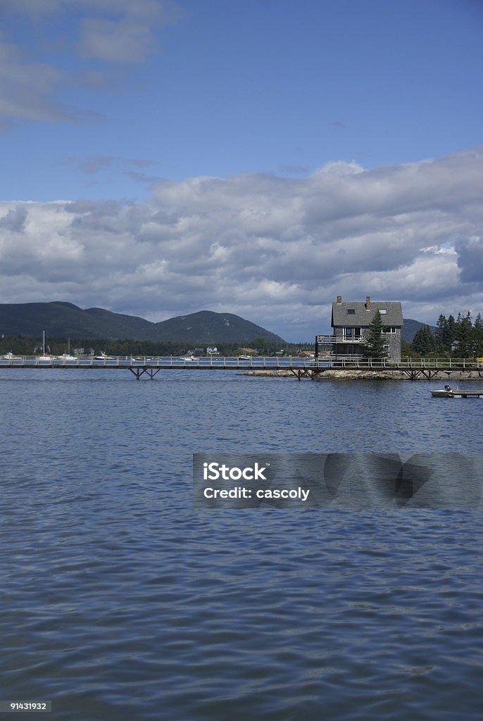 New England house & pier  Color Image Stock Photo