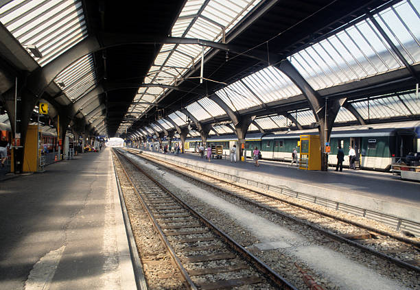 istock Train station in Europe 91432205
