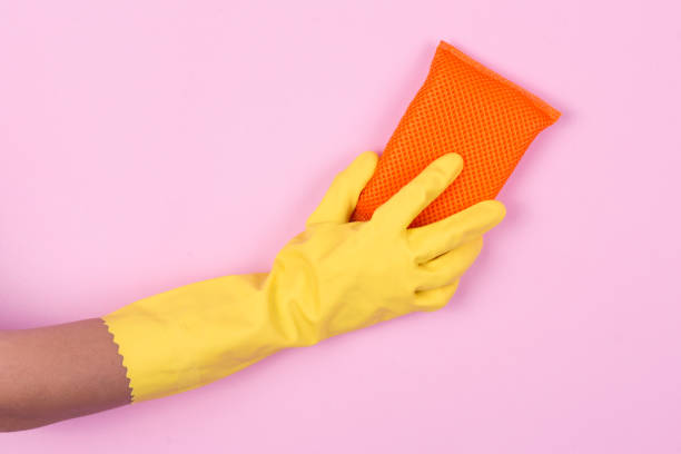 istock Cleaning with Dishwashing gloves and Dish sponge 914324462