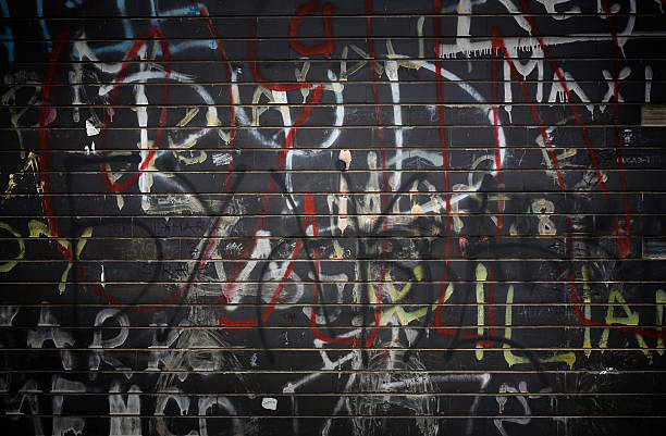 Black Graffiti Wall stock photo
