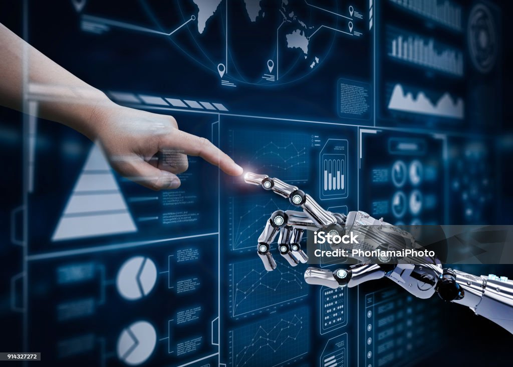 Roboter verbinden Menschen - Lizenzfrei Menschen Stock-Foto