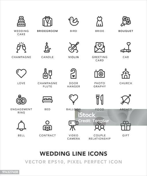 Wedding Line Icons Stock Illustration - Download Image Now - Wedding, Icon Symbol, Wedding Ceremony