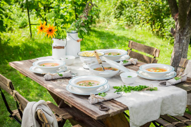istock Fresh and tasty chicken soup served on a sunny day 914327454