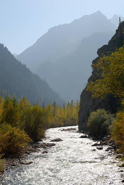 river in the mountains stock photo