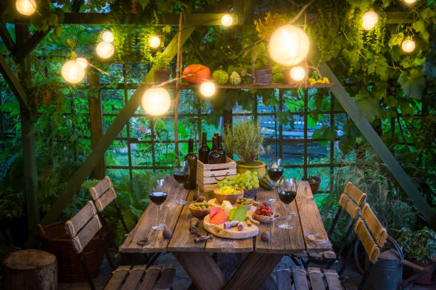 istock Preparation for dinner with appetizers and wine in the evening 914333560