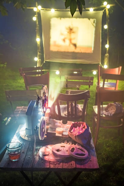 istock Open-air cinema with old analog films in the evening 914333906